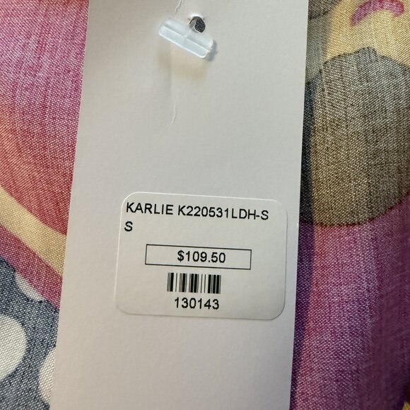 Karlie Short Sleeve V-Neck Floral Dress Women's Size Small NEW Colorful Pockets - Picture 6 of 9